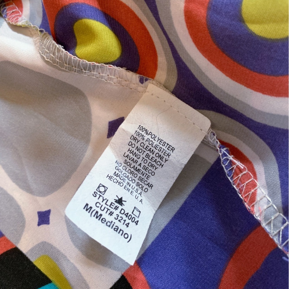 3 for 30 💥 Ventti VTG Satin Strapless Colorful Mini Dress Circus Print Purple - Picture 13 of 16